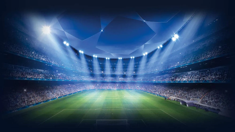 Floodlit football stadium